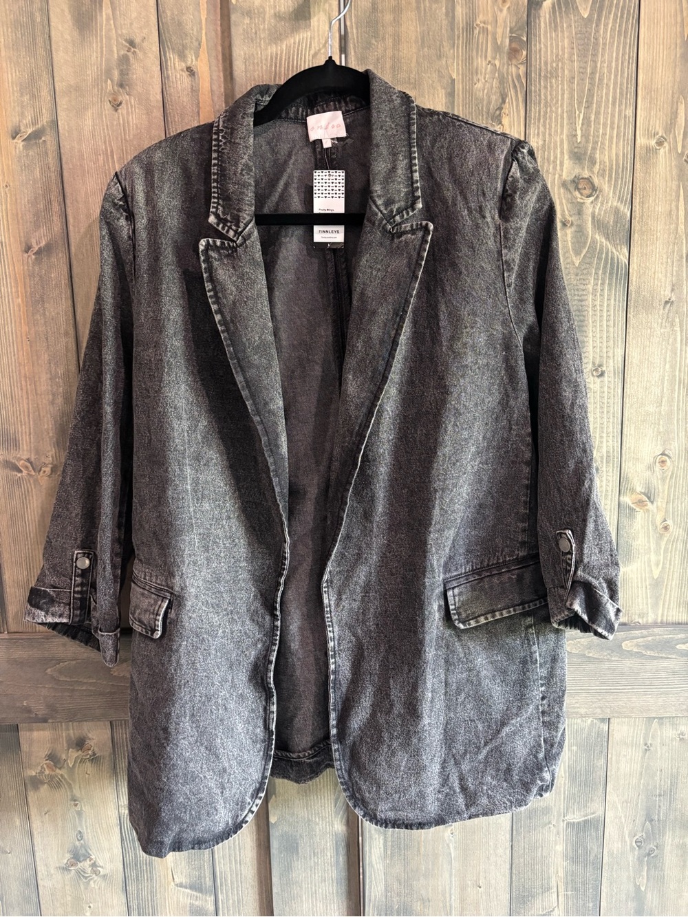 entro Washed Black Denim Blazer